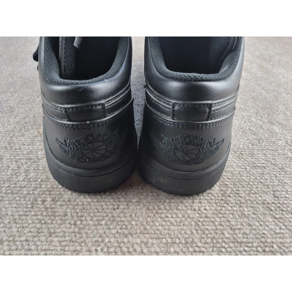 Nike Air Jordan 1 Low Sneakers Men Sz 12 Triple Black Leather Shoes 553558-093